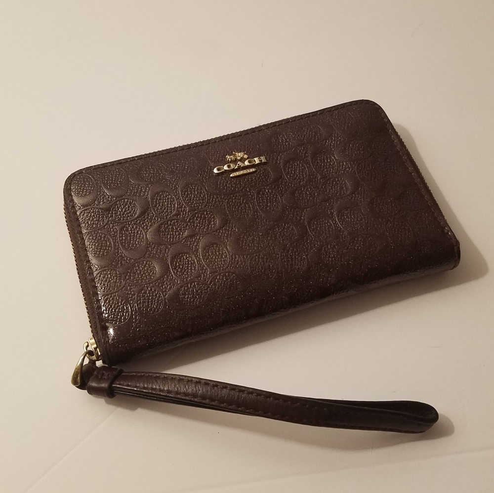Coach Embossed Phone Wristlet/Wallet
